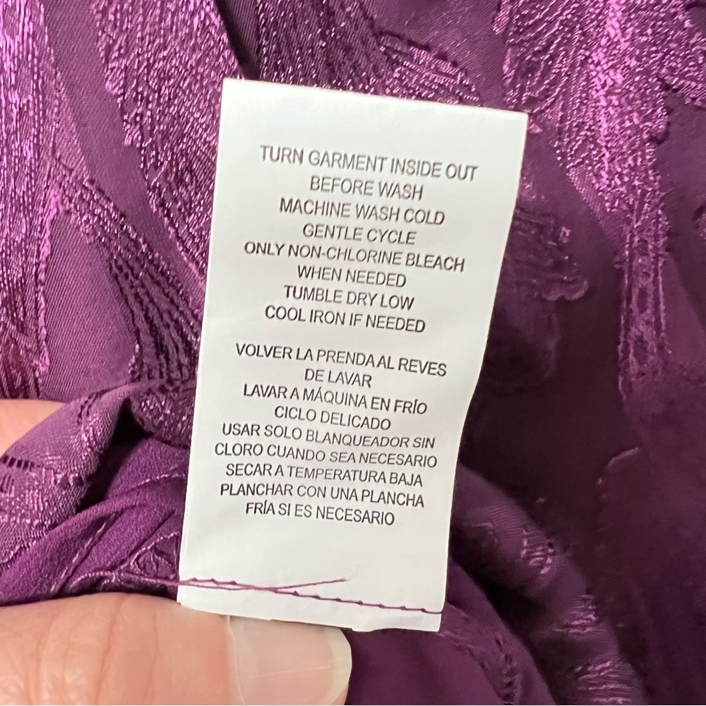 Mason & Belle Purple Satin Brocade Blouse Size XL NWT Square Neckline Romantic - Picture 9 of 12